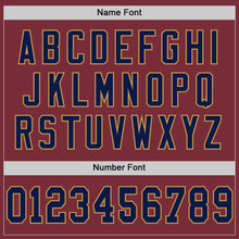 Load image into Gallery viewer, Custom Burgundy Navy-Old Gold Mesh Authentic Throwback Football Jersey