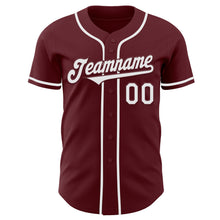 Load image into Gallery viewer, Custom Burgundy White Authentic Baseball Jersey