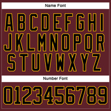 Load image into Gallery viewer, Custom Burgundy Black-Gold Hockey Jersey