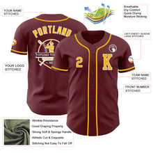 Load image into Gallery viewer, Custom Burgundy Gold-White Authentic Baseball Jersey
