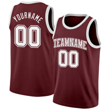 Load image into Gallery viewer, Custom Burgundy White Authentic Basketball Jersey