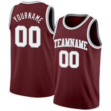 Load image into Gallery viewer, Custom Burgundy White-Gray Authentic Basketball Jersey
