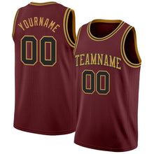 Load image into Gallery viewer, Custom Burgundy Black-Old Gold Authentic Basketball Jersey