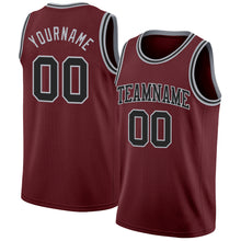 Load image into Gallery viewer, Custom Burgundy Black-Gray Authentic Basketball Jersey