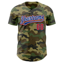 Load image into Gallery viewer, Custom Camo Red-Royal Authentic Salute To Service Baseball Jersey