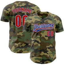 Load image into Gallery viewer, Custom Camo Red-Royal Authentic Salute To Service Baseball Jersey
