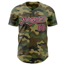 Load image into Gallery viewer, Custom Camo Burgundy-Black Authentic Salute To Service Baseball Jersey