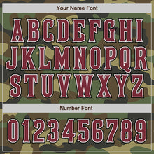 Load image into Gallery viewer, Custom Camo Burgundy-Black Authentic Salute To Service Baseball Jersey