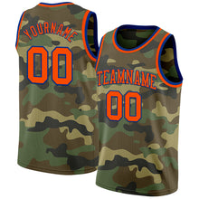 Load image into Gallery viewer, Custom Camo Orange-Royal Authentic Salute To Service Basketball Jersey