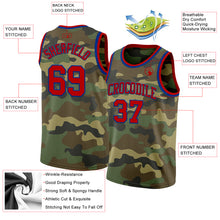 Load image into Gallery viewer, Custom Camo Red-Royal Authentic Salute To Service Basketball Jersey
