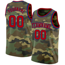 Load image into Gallery viewer, Custom Camo Red-Royal Authentic Salute To Service Basketball Jersey