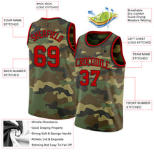 Load image into Gallery viewer, Custom Camo Red-Black Authentic Salute To Service Basketball Jersey