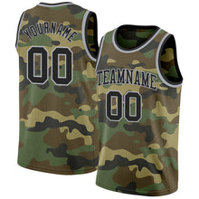 Load image into Gallery viewer, Custom Camo Black-Gray Authentic Salute To Service Basketball Jersey