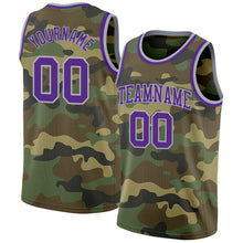 Load image into Gallery viewer, Custom Camo Purple-Gray Authentic Salute To Service Basketball Jersey