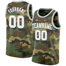 Load image into Gallery viewer, Custom Camo White-Gray Authentic Salute To Service Basketball Jersey