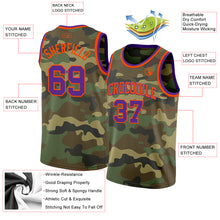 Load image into Gallery viewer, Custom Camo Purple-Orange Authentic Salute To Service Basketball Jersey