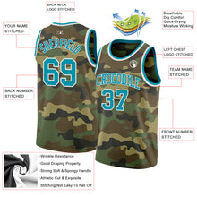 Load image into Gallery viewer, Custom Camo Teal-White Authentic Salute To Service Basketball Jersey