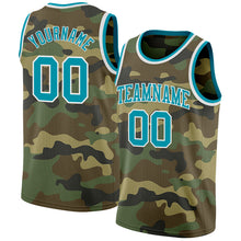 Load image into Gallery viewer, Custom Camo Teal-White Authentic Salute To Service Basketball Jersey