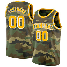 Load image into Gallery viewer, Custom Camo Gold-White Authentic Salute To Service Basketball Jersey