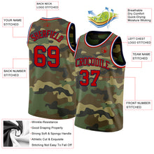 Load image into Gallery viewer, Custom Camo Red Navy-White Authentic Salute To Service Basketball Jersey