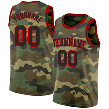 Load image into Gallery viewer, Custom Camo Black-Red Authentic Salute To Service Basketball Jersey