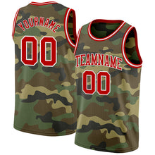 Load image into Gallery viewer, Custom Camo Red-White Authentic Salute To Service Basketball Jersey