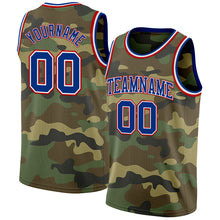 Load image into Gallery viewer, Custom Camo Royal White-Red Authentic Salute To Service Basketball Jersey