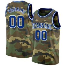 Load image into Gallery viewer, Custom Camo Royal-White Authentic Salute To Service Basketball Jersey