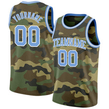 Load image into Gallery viewer, Custom Camo Light Blue-White Authentic Salute To Service Basketball Jersey