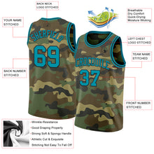 Load image into Gallery viewer, Custom Camo Teal-Black Authentic Salute To Service Basketball Jersey
