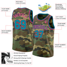 Load image into Gallery viewer, Custom Camo Teal Black-Pink Authentic Salute To Service Basketball Jersey