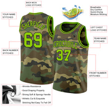 Load image into Gallery viewer, Custom Camo Neon Green-Black Authentic Salute To Service Basketball Jersey