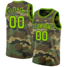 Load image into Gallery viewer, Custom Camo Neon Green-Black Authentic Salute To Service Basketball Jersey