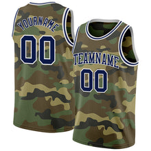 Load image into Gallery viewer, Custom Camo Navy-White Authentic Salute To Service Basketball Jersey
