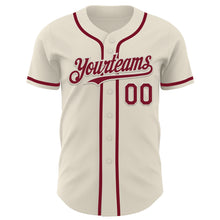 Load image into Gallery viewer, Custom Cream Crimson Authentic Baseball Jersey
