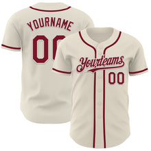 Load image into Gallery viewer, Custom Cream Crimson Authentic Baseball Jersey