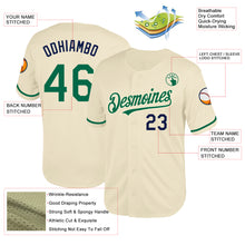 Load image into Gallery viewer, Custom Cream Kelly Green-Navy Mesh Authentic Throwback Baseball Jersey