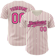 Load image into Gallery viewer, Custom Cream (Black Pink Pinstripe) Pink-Black Authentic Baseball Jersey