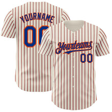 Load image into Gallery viewer, Custom Cream (Royal Orange Pinstripe) Royal-Orange Authentic Baseball Jersey