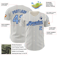 Load image into Gallery viewer, Custom Cream (Navy Light Blue Pinstripe) Light Blue-Navy Authentic Baseball Jersey