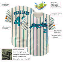 Load image into Gallery viewer, Custom Cream (Navy Teal Pinstripe) Teal-Navy Authentic Baseball Jersey