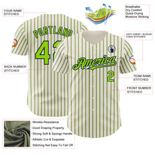 Load image into Gallery viewer, Custom Cream (Navy Neon Green Pinstripe) Neon Green-Navy Authentic Baseball Jersey