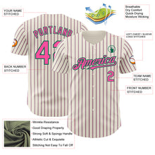 Load image into Gallery viewer, Custom Cream (Kelly Green Pink Pinstripe) Pink-Kelly Green Authentic Baseball Jersey