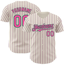 Load image into Gallery viewer, Custom Cream (Kelly Green Pink Pinstripe) Pink-Kelly Green Authentic Baseball Jersey