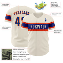 Load image into Gallery viewer, Custom Cream Royal-Orange Authentic Baseball Jersey