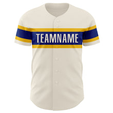 Load image into Gallery viewer, Custom Cream Royal-Yellow Authentic Baseball Jersey