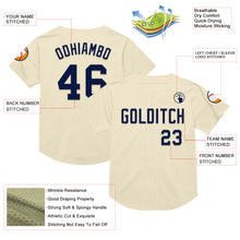 Load image into Gallery viewer, Custom Cream Navy Mesh Authentic Throwback Baseball Jersey