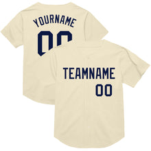 Load image into Gallery viewer, Custom Cream Navy Mesh Authentic Throwback Baseball Jersey