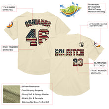 Load image into Gallery viewer, Custom Cream Vintage USA Flag-Black Mesh Authentic Throwback Baseball Jersey