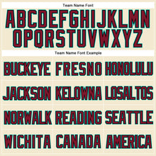 Load image into Gallery viewer, Custom Cream Crimson Black-Aqua Mesh Authentic Throwback Baseball Jersey